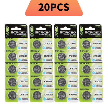 SCRCEO CR2032 Lithium Battery 3V 200mAh DL2032,5004LC Compatible Long Lasting for Car Key Fob,Remote Control,Watch,Toy(2-100pcs)