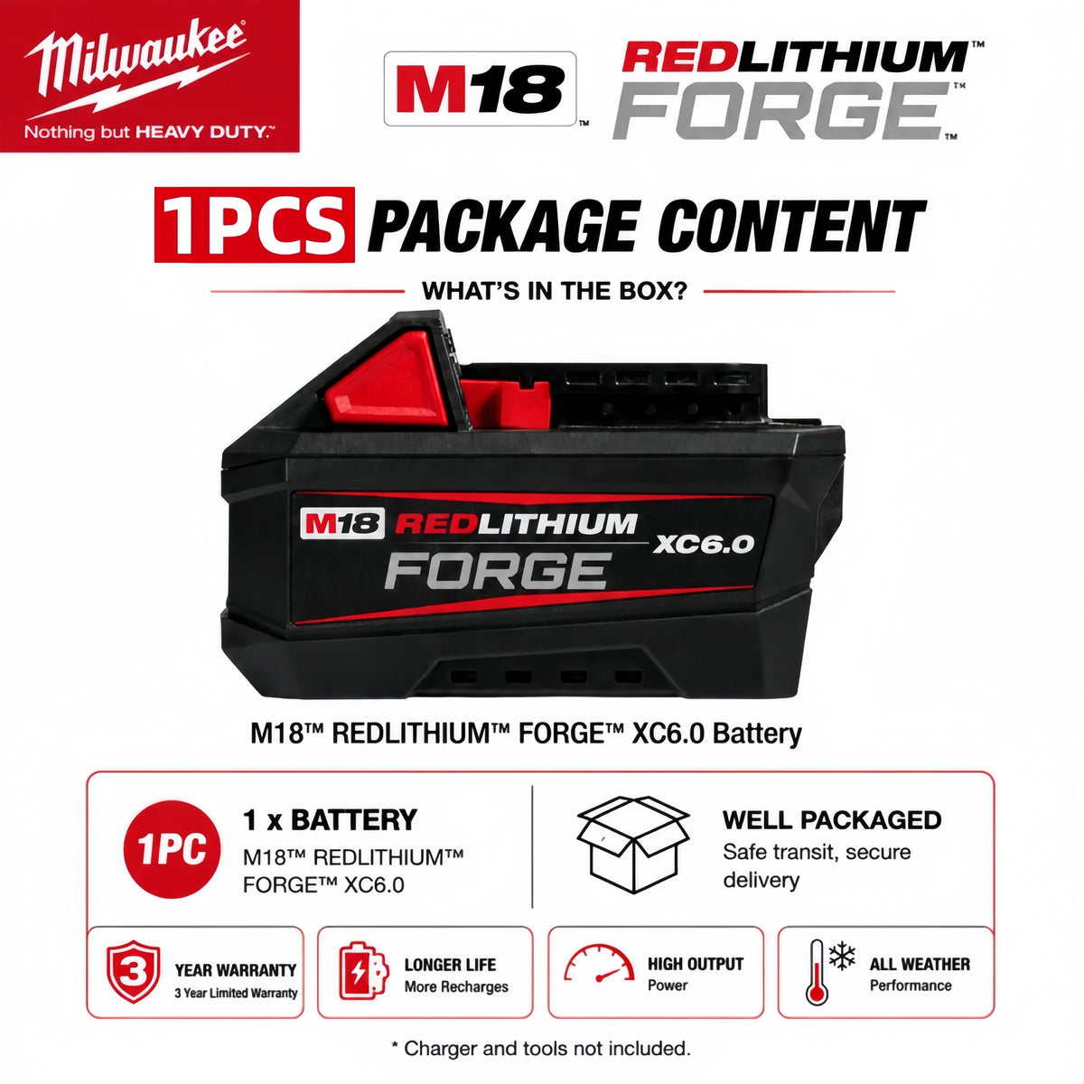 Milwaukee 12V Battery, 6.0Ah Milwaukee Rechargeable Battery For Milwaukee M12 Tool 48-11-2402 48-11-2411 48-11-2401MIL-12A-LI