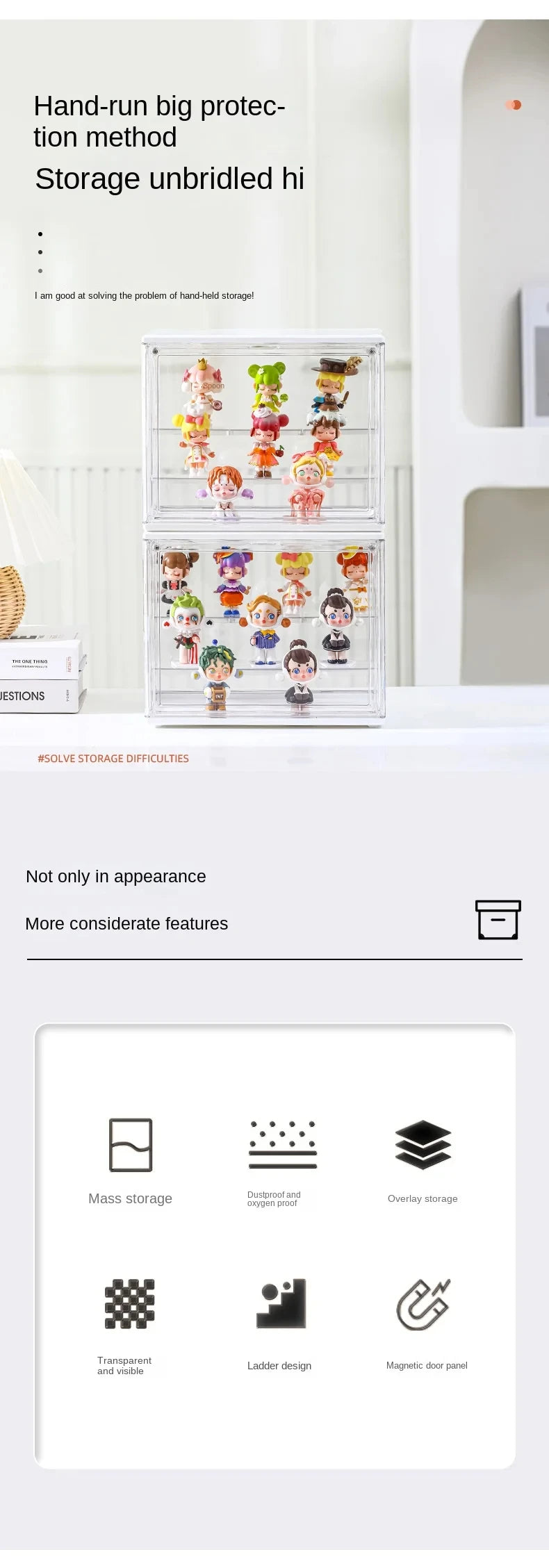 1pc Three Layer Acrylic Display Rack Transparent Ladder Handmade Anime Car Model Blind Box Storage Box Jewelry Sorting Box