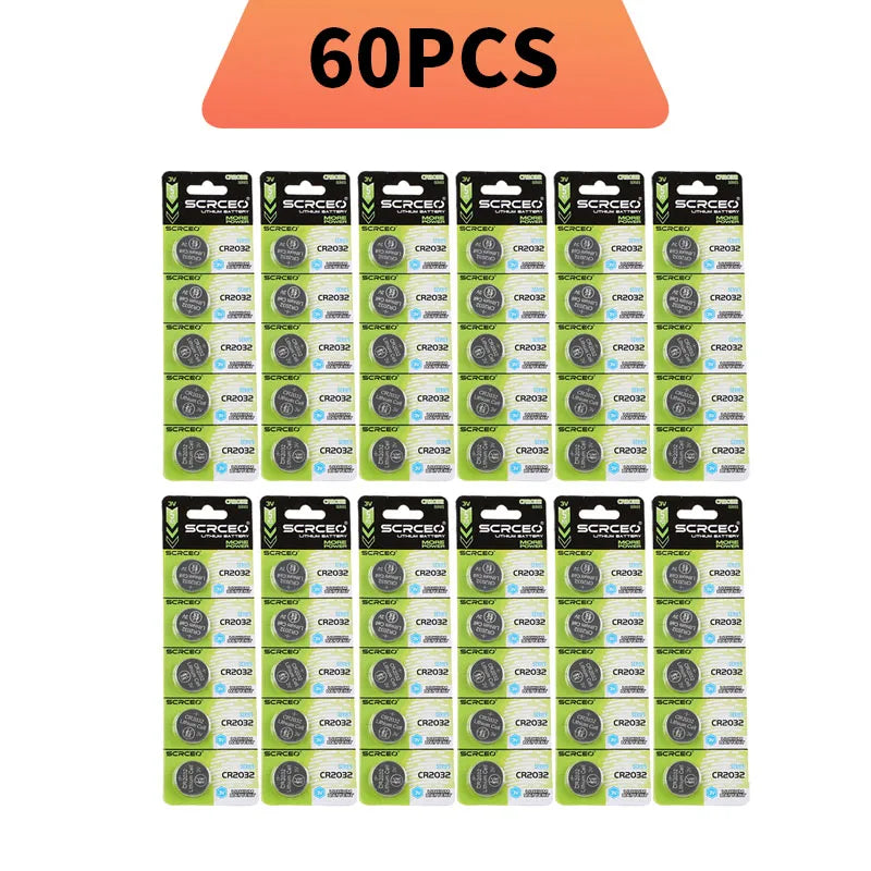 SCRCEO CR2032 Lithium Battery 3V 200mAh DL2032,5004LC Compatible Long Lasting for Car Key Fob,Remote Control,Watch,Toy(2-100pcs)