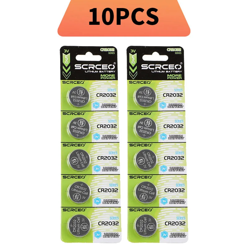 SCRCEO CR2032 Lithium Battery 3V 200mAh DL2032,5004LC Compatible Long Lasting for Car Key Fob,Remote Control,Watch,Toy(2-100pcs)