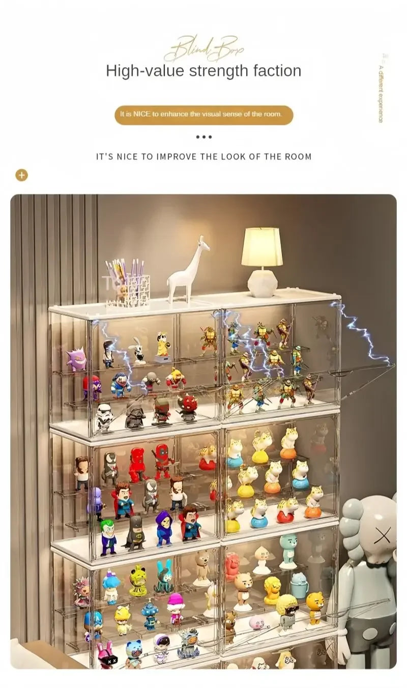 Three Layer Acrylic Display Rack, Blind Box Storage Box,Llarge Capacity Dustproof,For POP MART,Doll,Handmade,Anime,Car Model