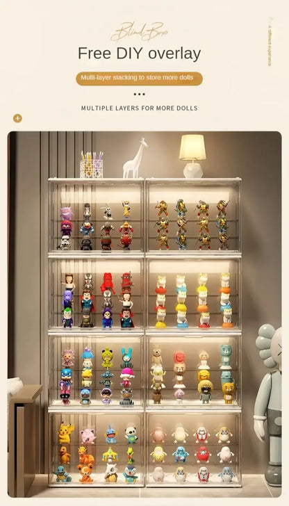 1pc Three Layer Acrylic Display Rack Blind Box Storage With Large Capacity Dustproof For POP MART Doll Anime Car Model Handmade