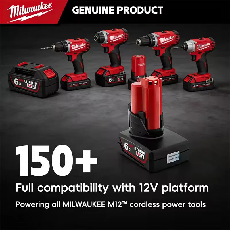 Milwaukee 12V Battery, 6.0Ah Milwaukee Rechargeable Battery For Milwaukee M12 Tool 48-11-2402 48-11-2411 48-11-2401MIL-12A-LI