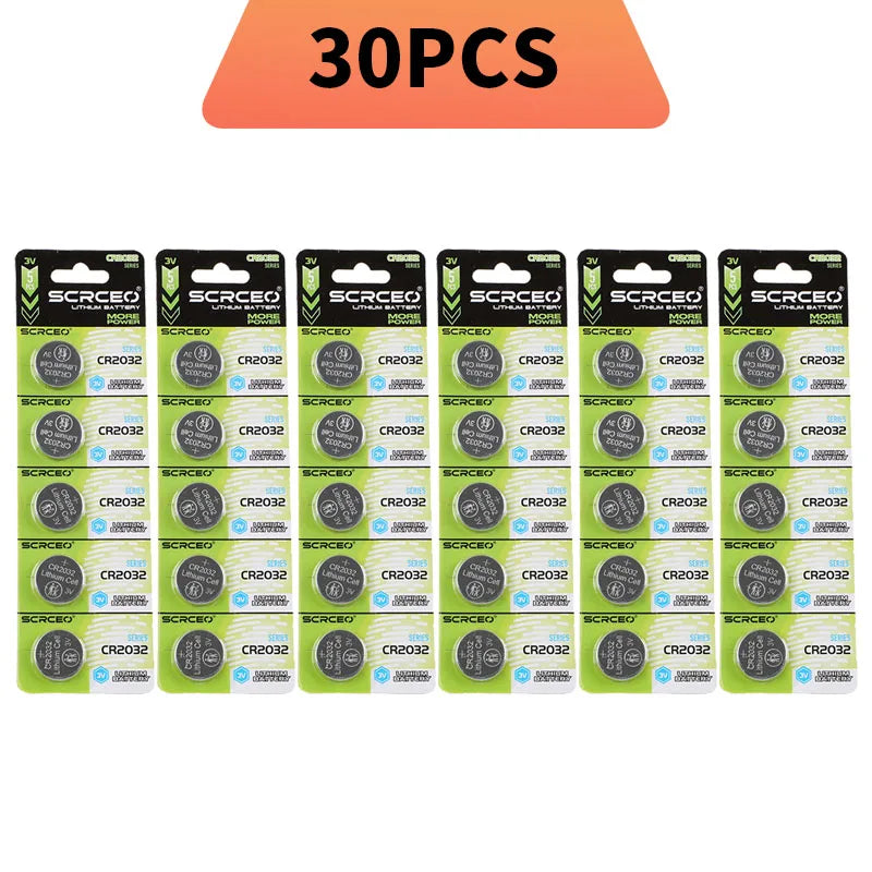SCRCEO CR2032 Lithium Battery 3V 200mAh DL2032,5004LC Compatible Long Lasting for Car Key Fob,Remote Control,Watch,Toy(2-100pcs)