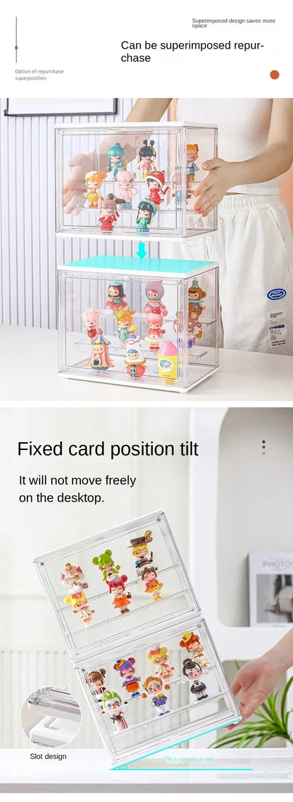 1pc Three Layer Acrylic Display Rack Transparent Ladder Handmade Anime Car Model Blind Box Storage Box Jewelry Sorting Box