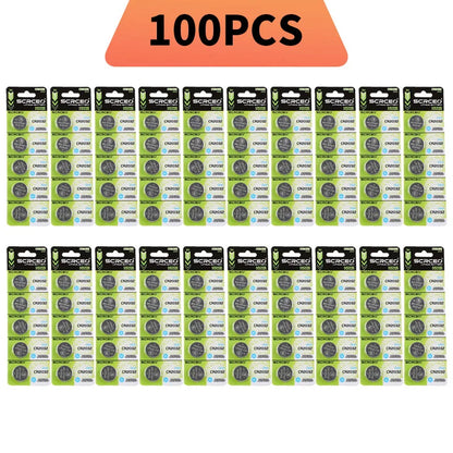 SCRCEO CR2032 Lithium Battery 3V 200mAh DL2032,5004LC Compatible Long Lasting for Car Key Fob,Remote Control,Watch,Toy(2-100pcs)